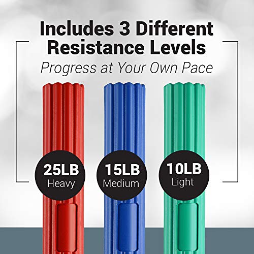 LoGest Twist Hand Exerciser Bars - 3 Piece Flexible Bars Strengthener Set - Tennis Elbow, Golfer's Elbow, Tendonitis, Wrist, Forearms Pain Relief Therapy Bar - Wrist and Arm Strengthener Twist Bar